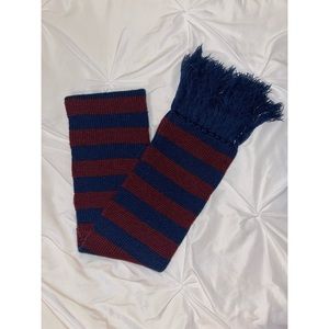 Navy Blue & Maroon Striped Scarf